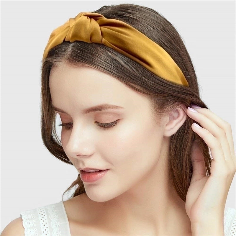 Sweet Solid Color Knot Satin Handmade Hair Band