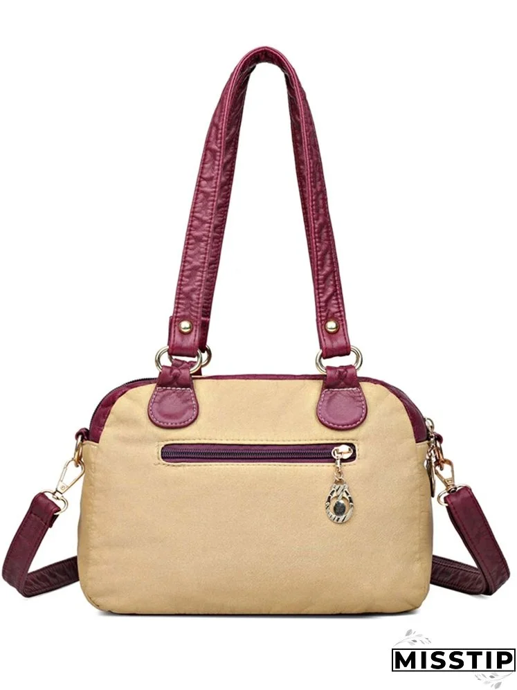 Colorblock Rhinestone Decor Shoulder Bag