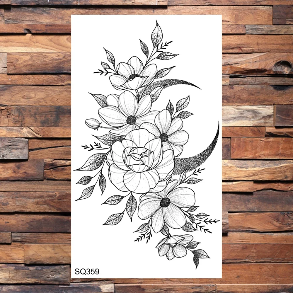 Small Butterfly Temporary Tattoos For Women Girls Realistic Skull Rose Flower Snake Feather Fake Tattoo Sticker Back Arm Tatoos