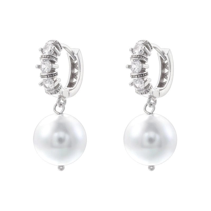 1 Pair Casual Elegant Round Plating Inlay Copper Pearl Zircon 18K Gold Plated Drop Earrings