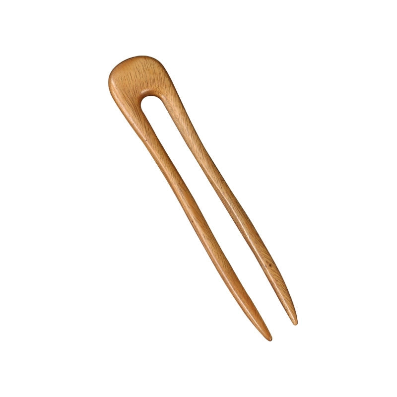 U-shaped Double Hairpin Handmade Sandalwood Hairpin Plate Headdress Simple Modern Wood Hairpin Chinese Clothing Antique Accessories Hairpin