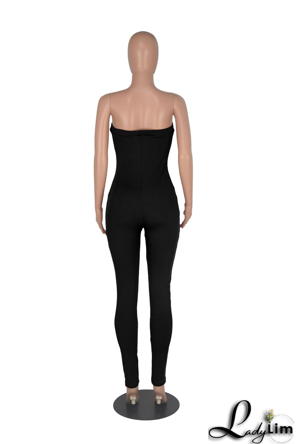 Sexy Tube Top Corns Metal Chain Waist Jumpsuit