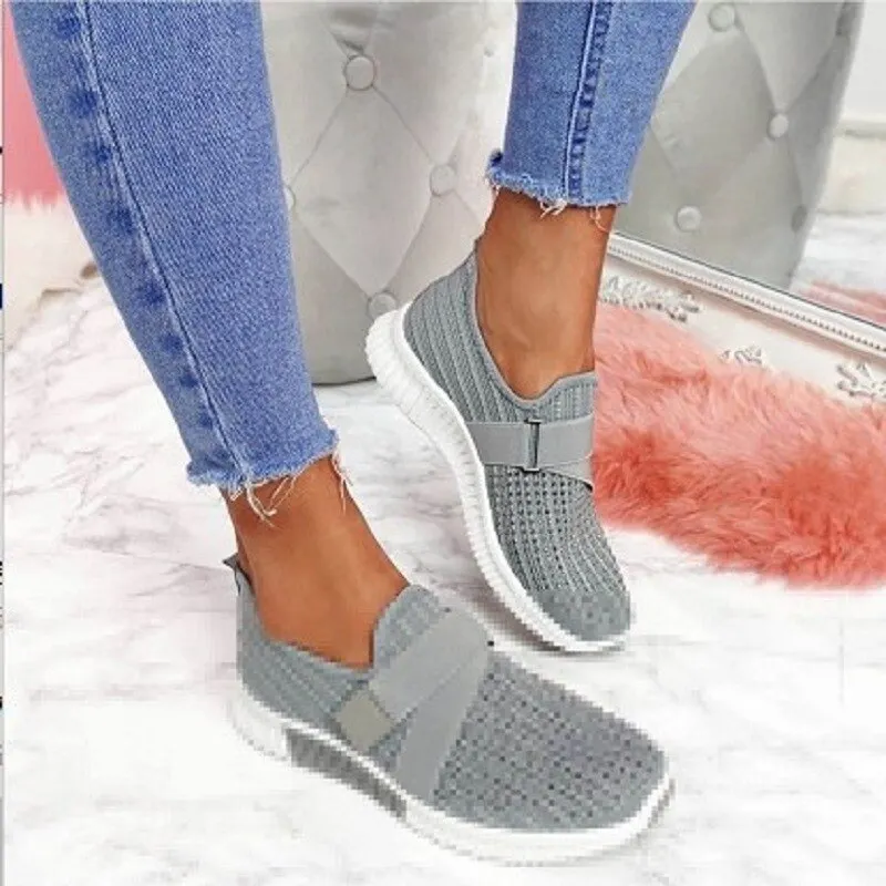 Women Casual Shoes Spring Crystal Solid Female Mesh Sneakers Casual Flat Shoes Women Flats Ladies Sport Shoes White Size 35-43