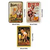 3PCS bi&egrave;re fille - Panneaux en &eacute;tain m&eacute;tallique(20*30cm/30*40cm) - Bi&egrave;re