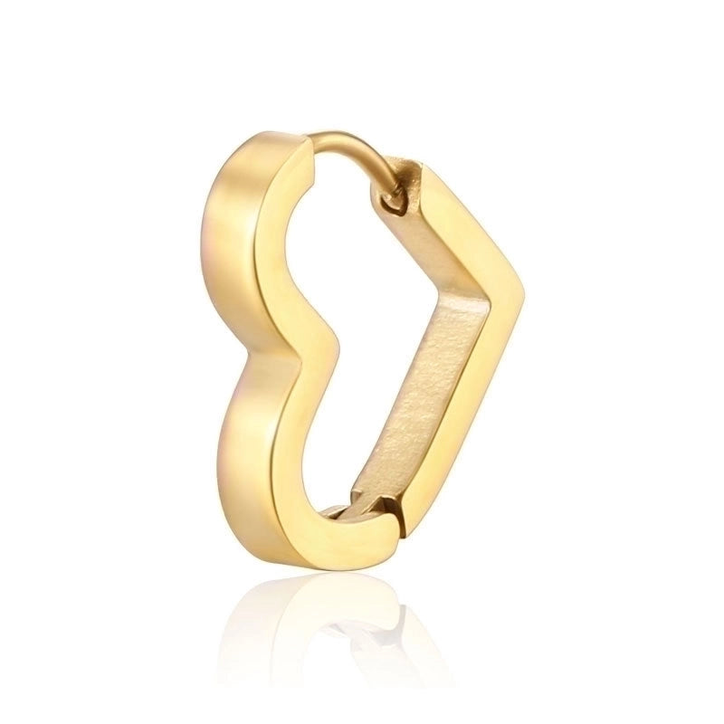 1 Piece Hip-Hop Rock Minimalist Star Heart Shape Metal Button 304 Stainless Steel Copper Gold Plated Hoop Earrings