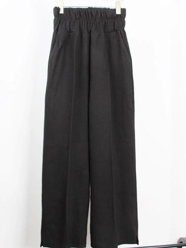 Minimalist 2 Colors Wide Leg Bottom Casual Pants