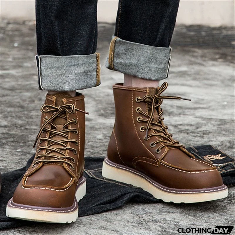 Men's Autumn Winter Vintage Plus Size Cargo Boots