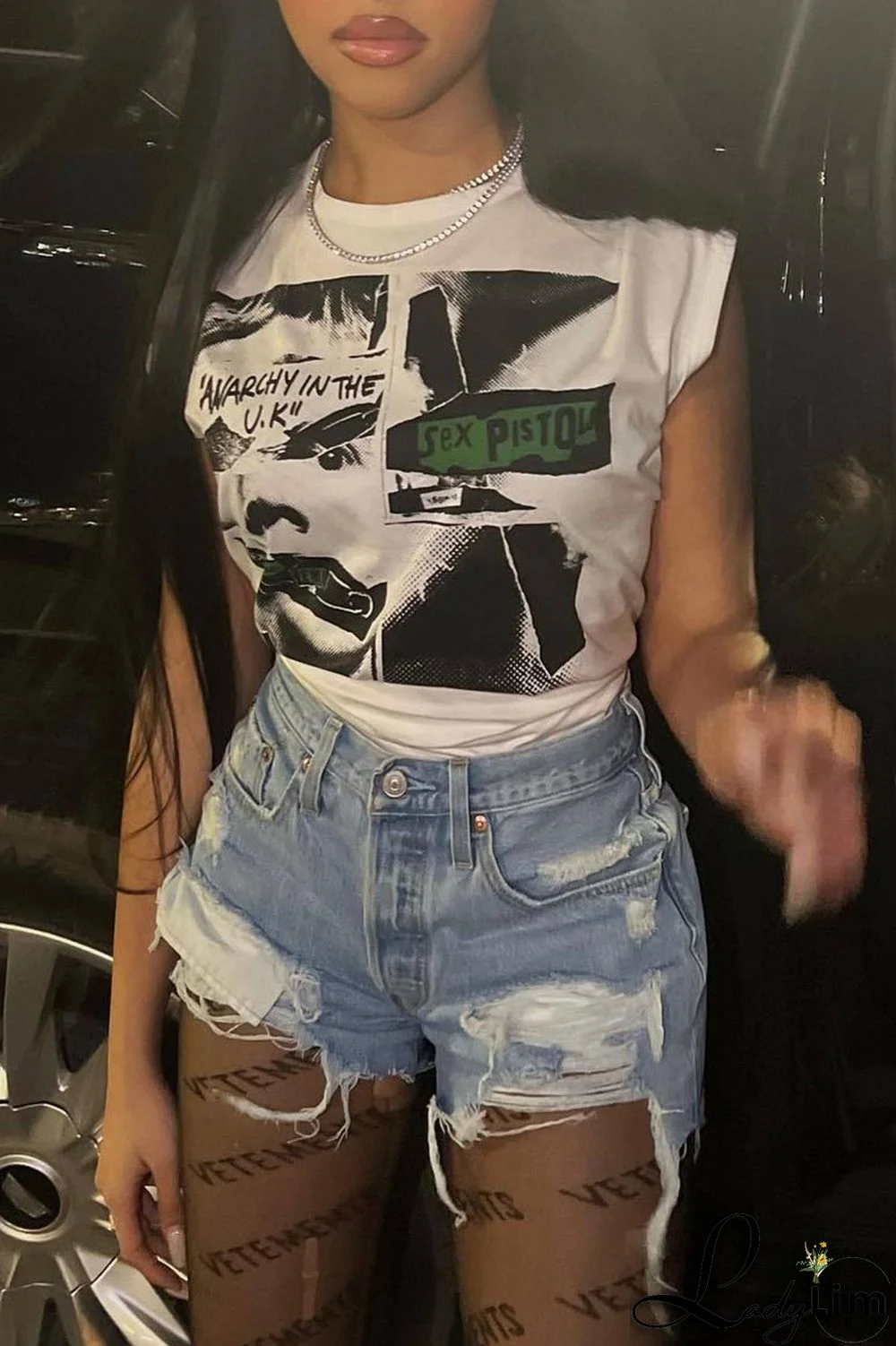 Red Casual Street Print Patchwork O Neck T-Shirts