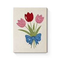 Tulip Bouquet with Blue Bow - Punch Needle