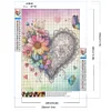 Fleurs de coeur-perce-ronde peinture diamant-30*40cm