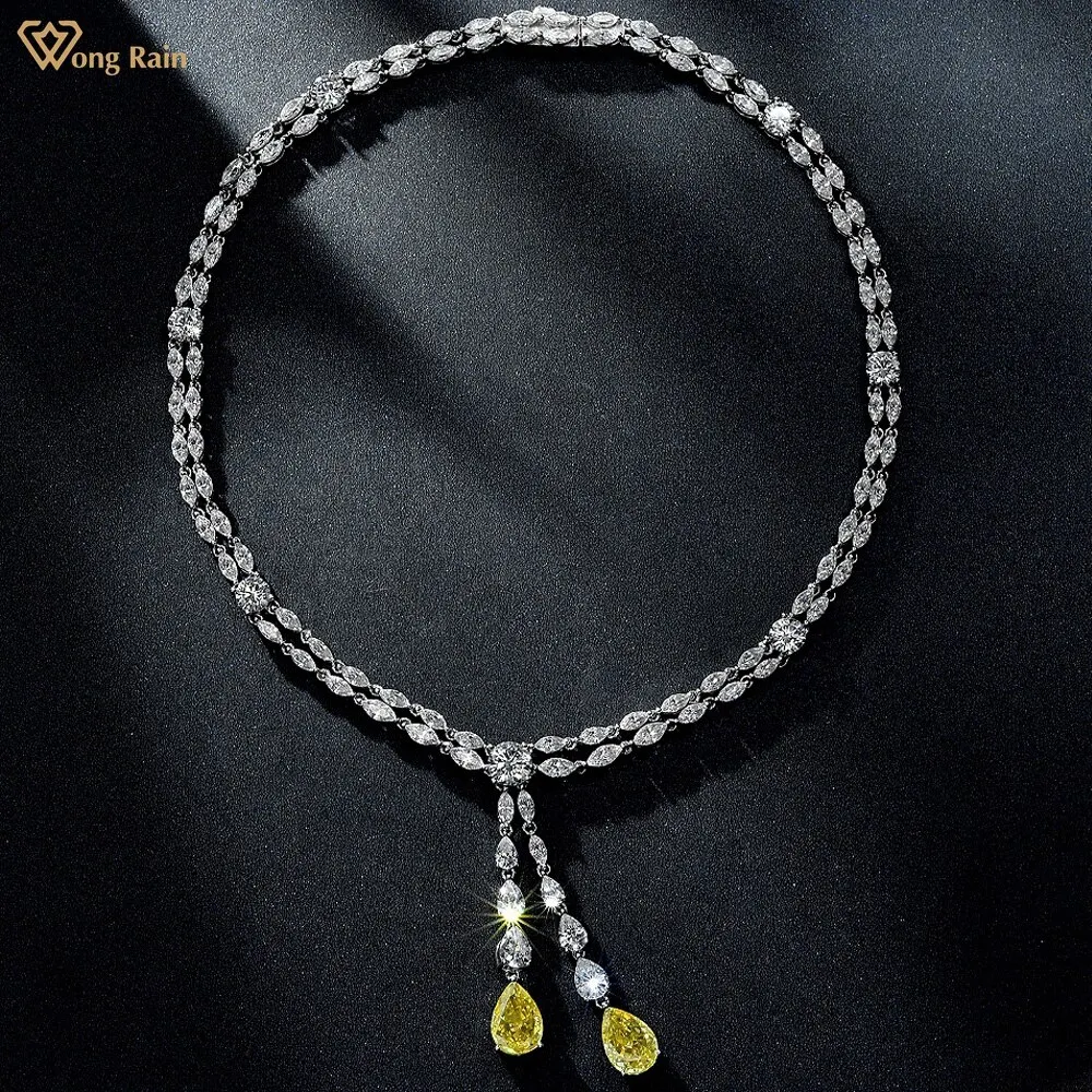 100% 925 Sterling Silver 9*13 MM Pear Cut Created Moissanite Gemstone Fashion Pendant Necklace For Women Fine Jewelry