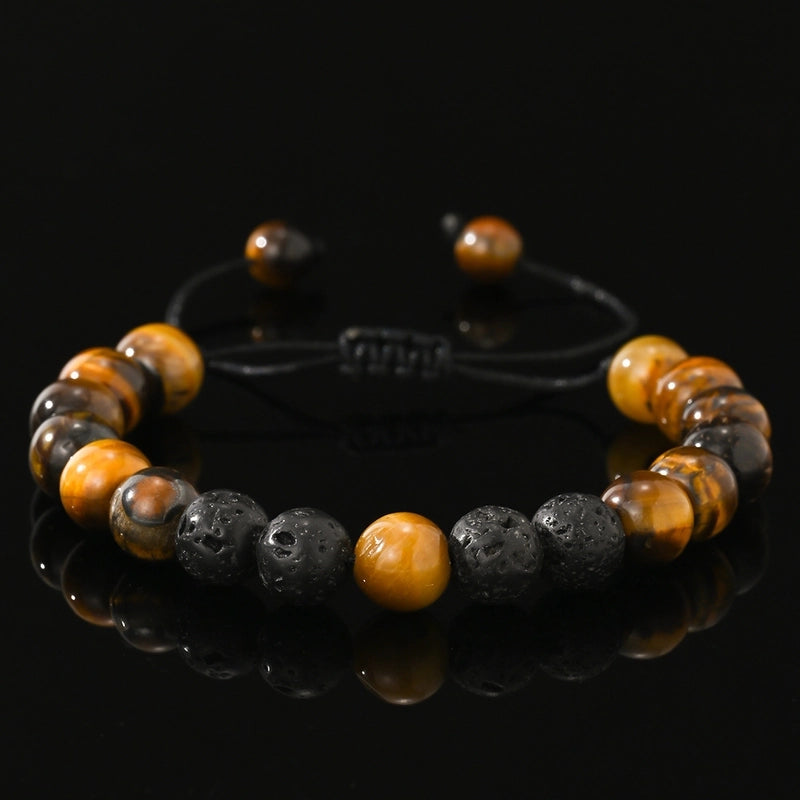 Hot Selling Seven Jewelry Bracelet Black Volcanic Rock Tiger Eye Woven Men’s Bracelet Factory Direct Sales