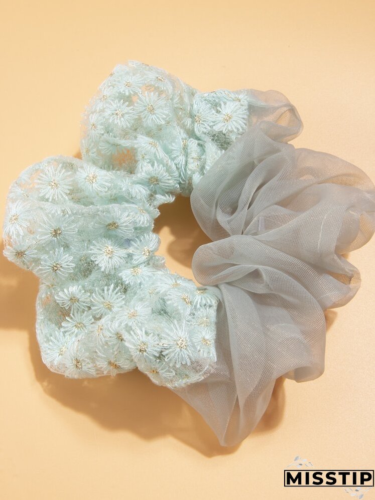 Contrast Mesh Scrunchies