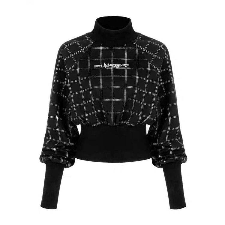 Black Check High Waist Sweatshirt
