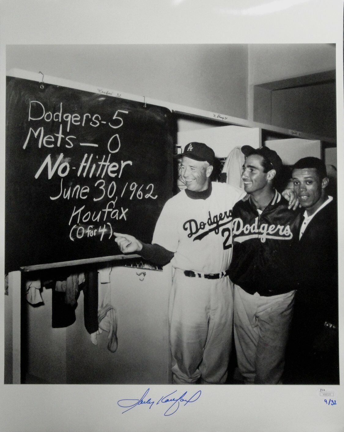Sandy Koufax Hand Signed Autographed 16X20 Photo Poster painting Dodgers Chalk Board JSA /32