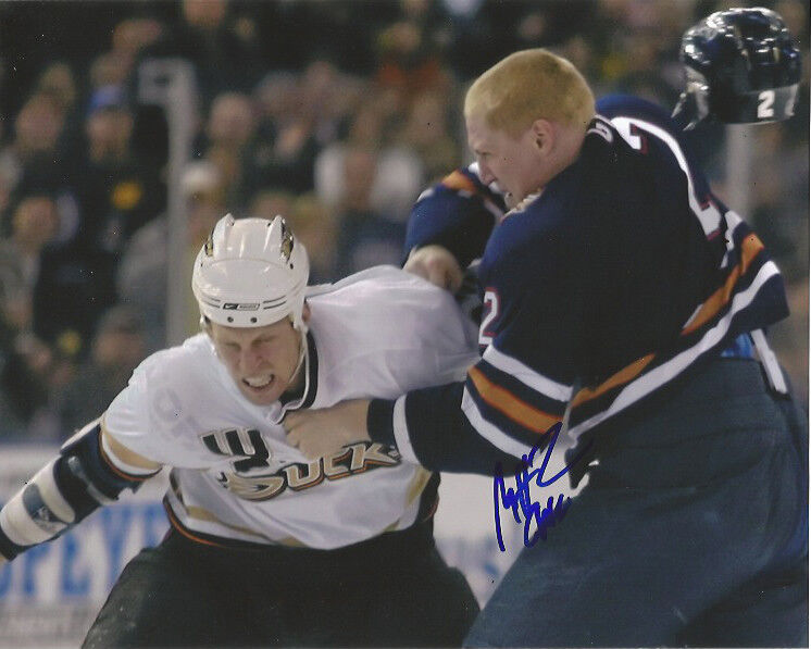 Edmonton Oilers Matt Greene Fight Signed Autographed 8x10 Photo Poster painting COA