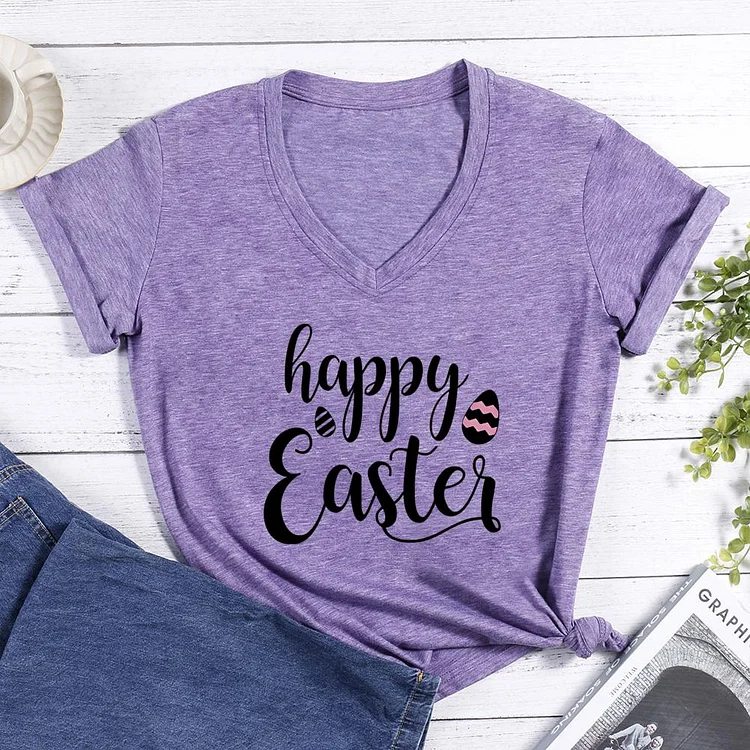 Happy Easter V-neck T Shirt-0025134
