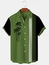 Men's Casual Palm Tree Print Short Sleeve Shirt