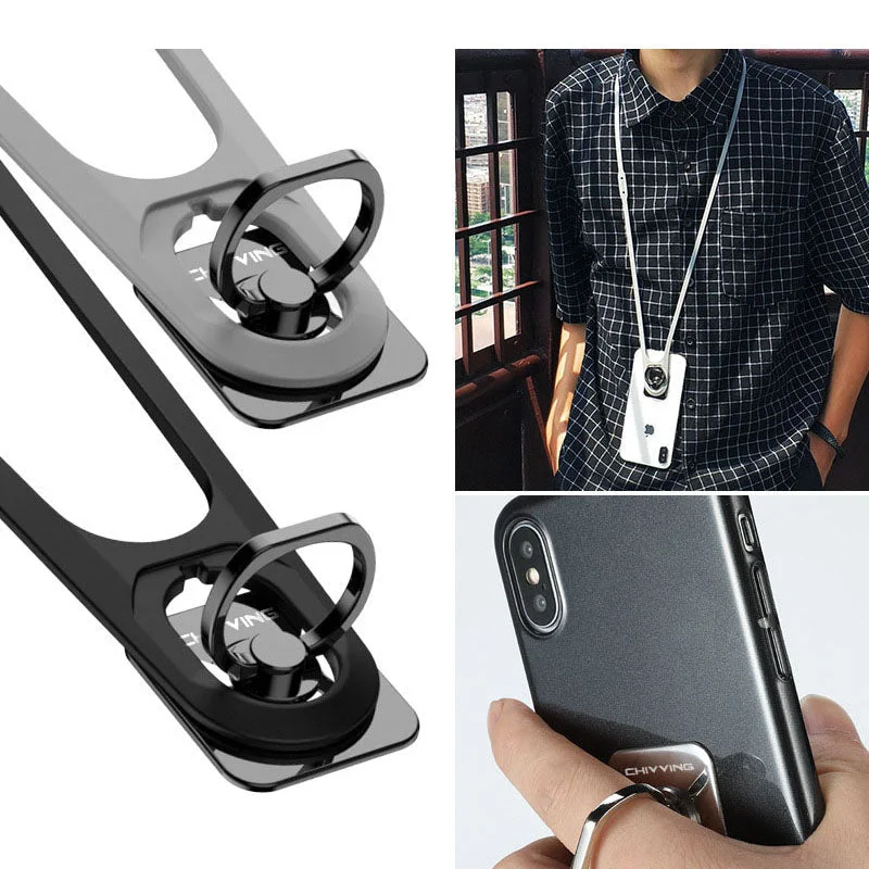 Stainless Steel Ring Buckle Holder Silicone Phone Lanyard