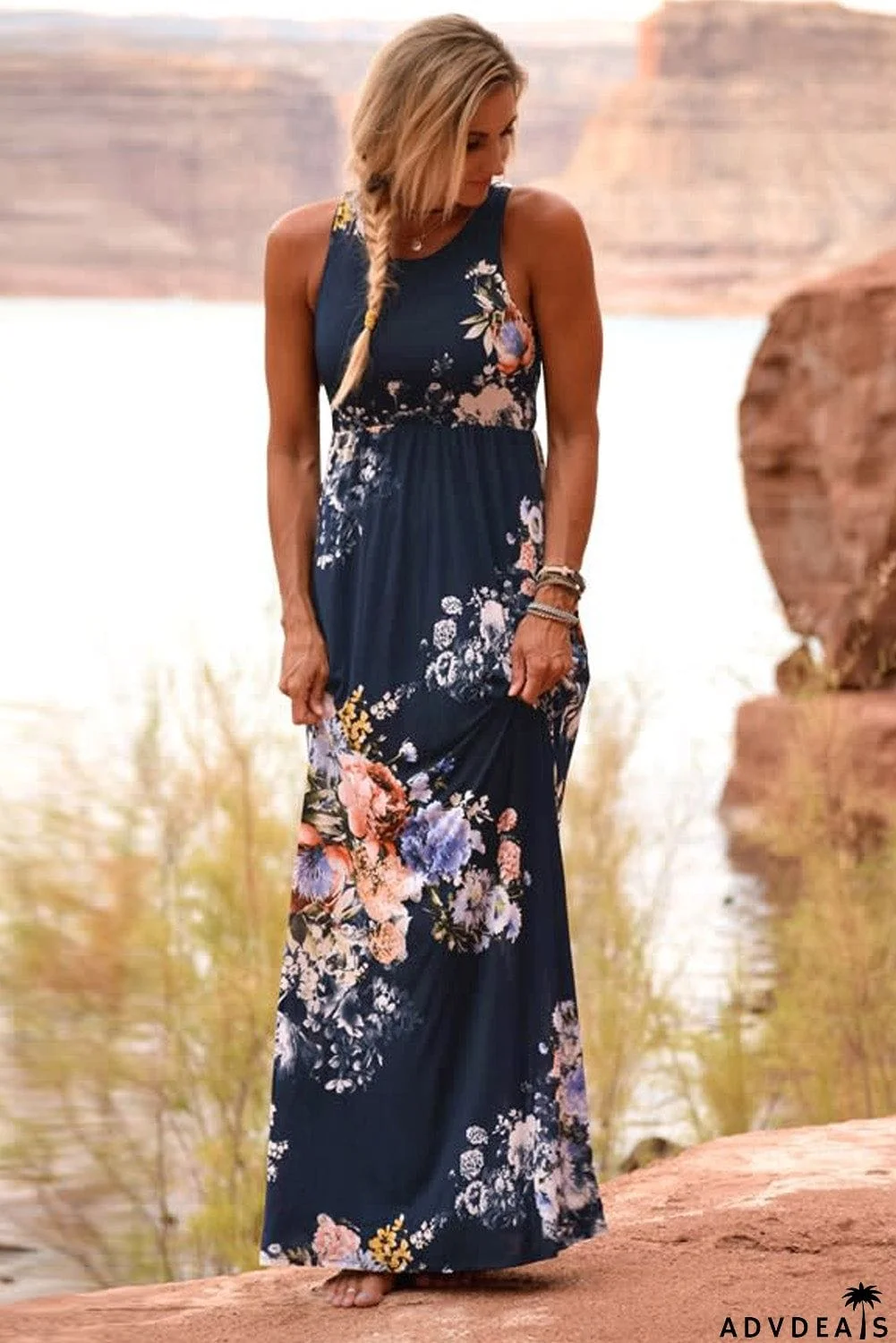 Floral High Waist Maxi Dress