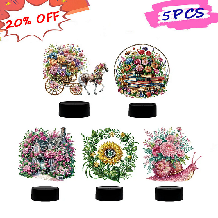 5pcs Flower Diamond Painting Night Light 5D DIY Diamond Painting Lamp Home Decoration gbfke