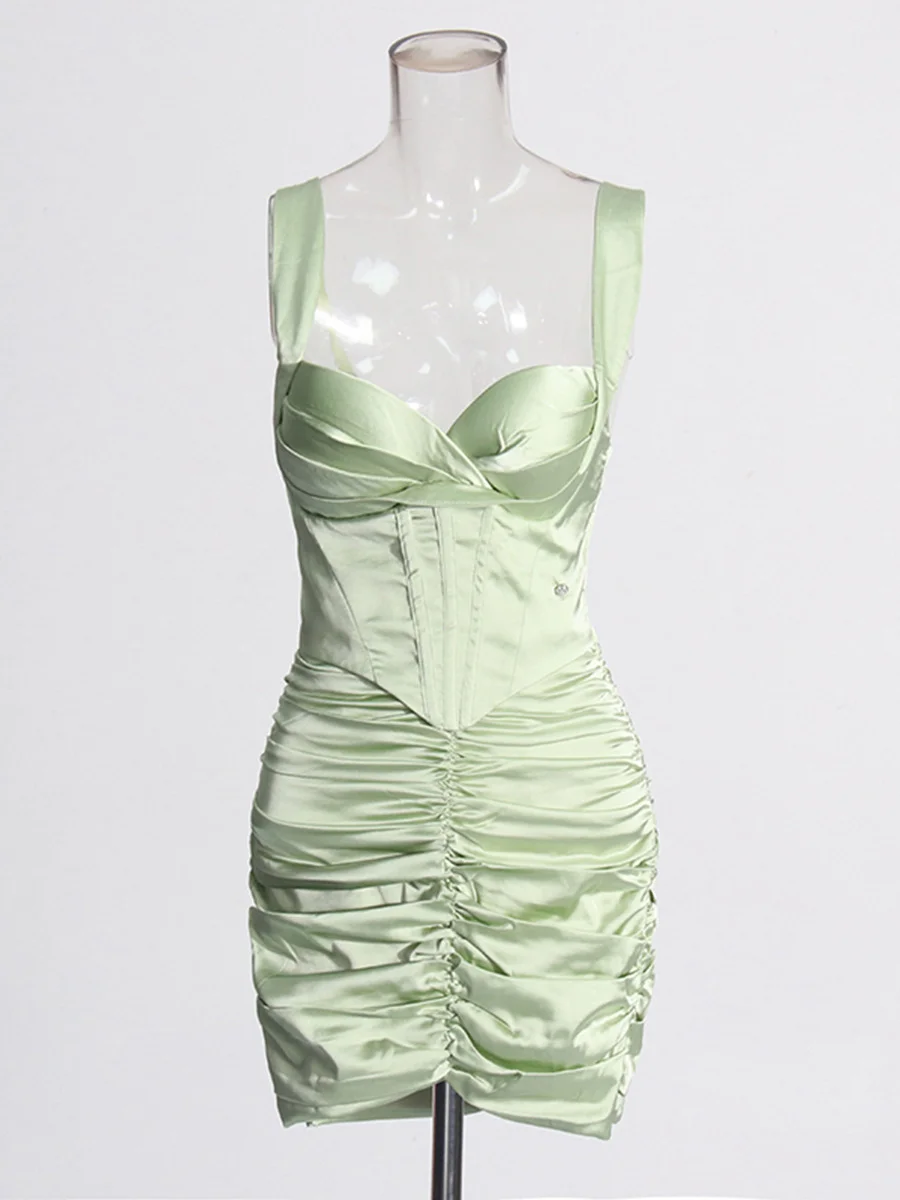 Brownm Sexy Bag Ass Dress 2025 Spring New Fashion Girded Fish Bone Short Sling Dress Woman