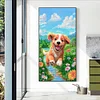 Diamond Painting-DIY Full Round Drill Dog Running on Grass(40x70cm)
