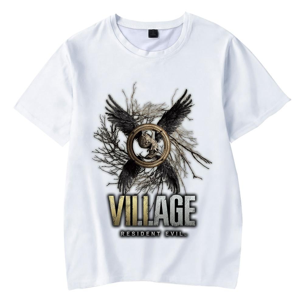 Resident Evil Village T-Shirt Round Neck Short Sleeves for Kids Adult Home Outdoor Wear White
