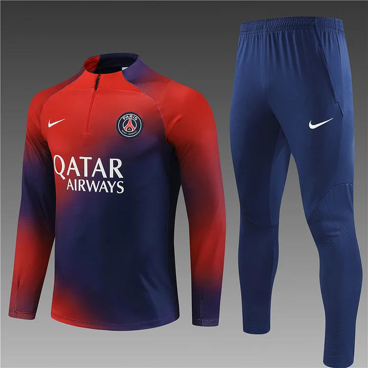 2023-24 Paris red and blue half-zip training suit