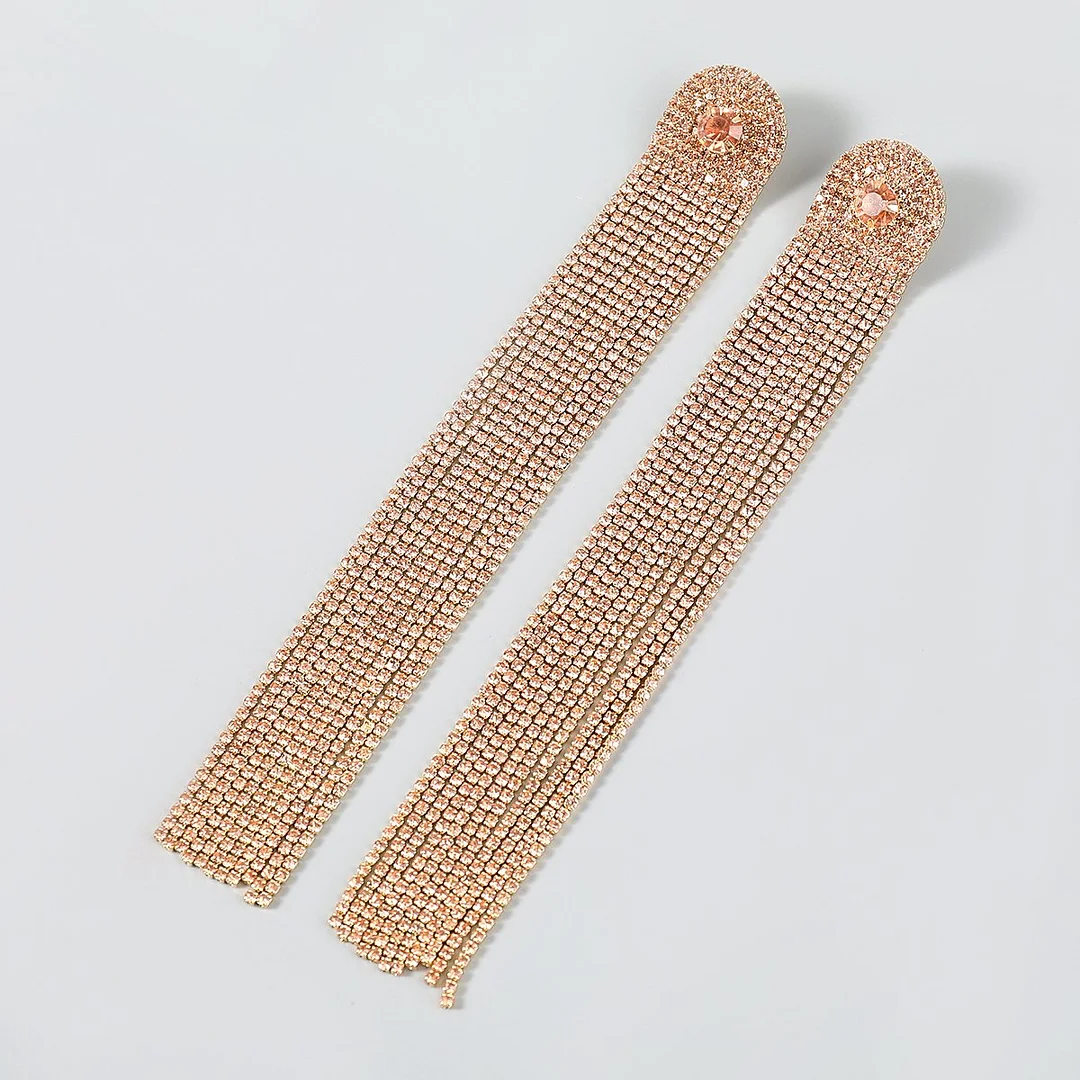Sparkling Rhinestone Tassel Claw Chain Women's Earrings
