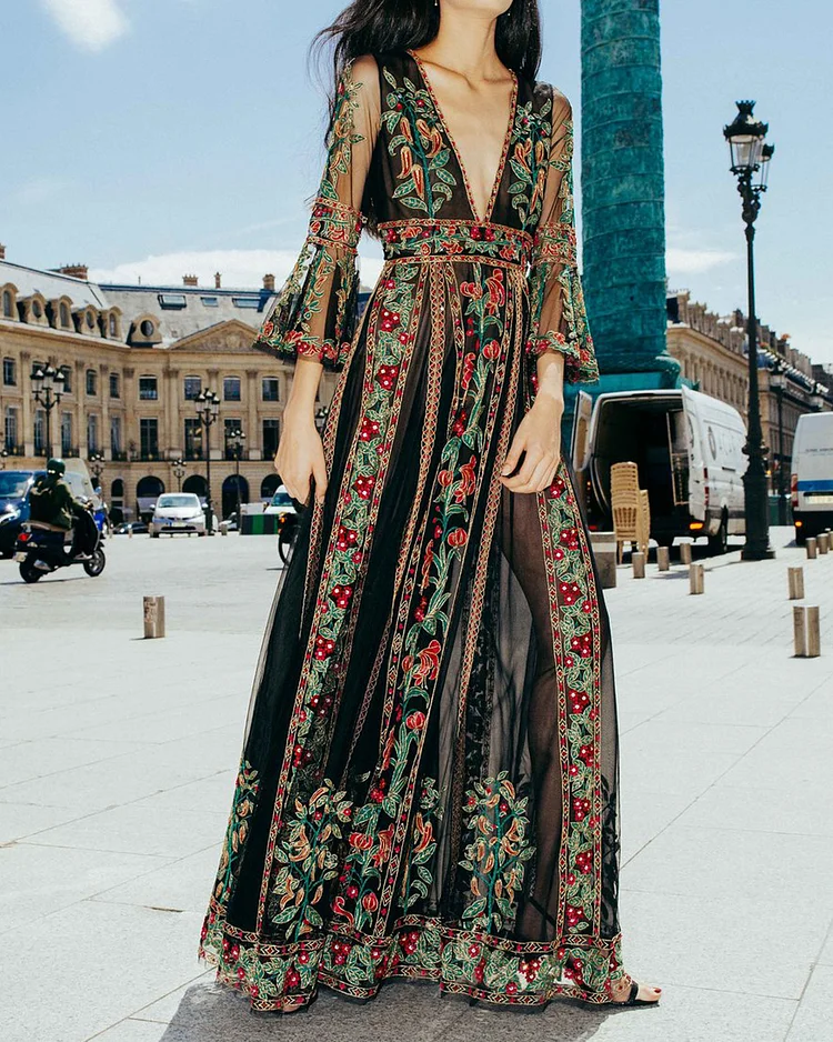 Women's Red Hot Lily Pepper Lace Embroidery Dress