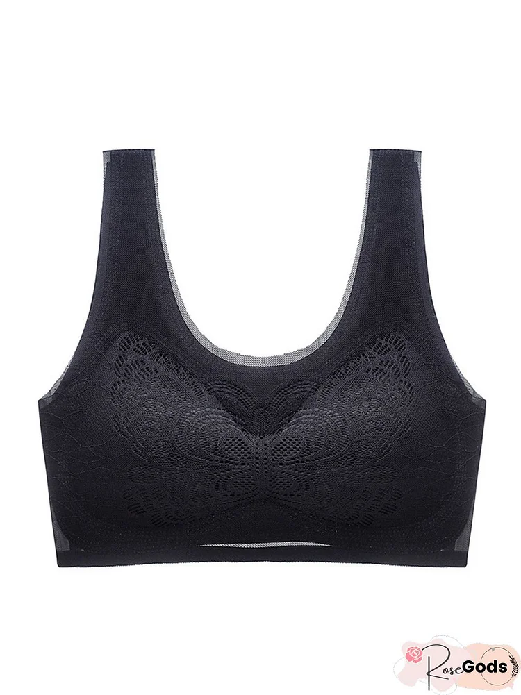 Butterfly All Season Simple High-Elastic Lightweight 1 * Bra Pullover Sleeveless Crew Neck Bra For Women