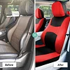 FH Group Car Seat Covers Full Set Cloth, Universal Fit combo, Automotive Covers, Low Back Front Airbag Compatible,Split Bench Rear Seat,Washable Cover for SUV,Sedan,Van Red