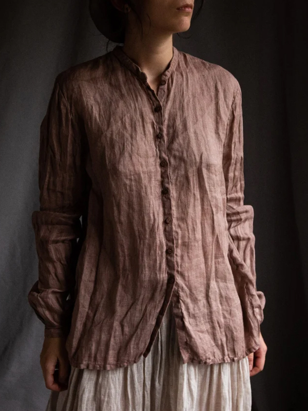Solid Color Cotton And Linen Shirt hjn Shicloths