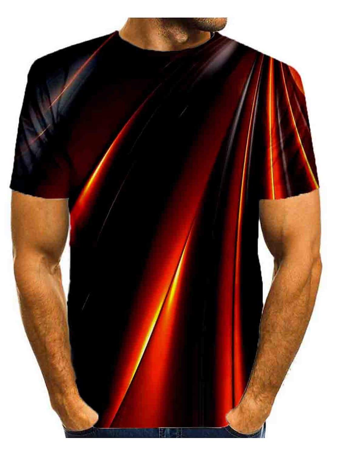 Men's T shirt Shirt Graphic Print Short Sleeve Daily Tops Basic Round Neck Rainbow
