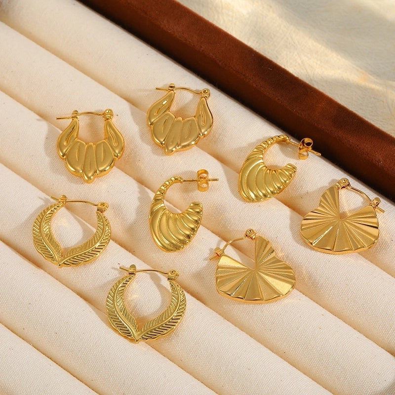 1 Pair Basic Minimalist Heart Shape Plating 304 Stainless Steel 18K Gold Plated Earrings