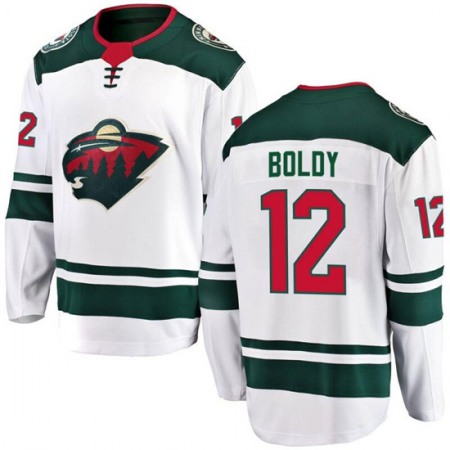 Men's Minnesota Wild #12 Matthew Boldy 2021 White Away  Stitched Jersey