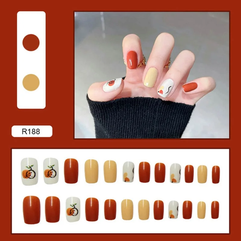 24pcs Multi-type Wear Short Paragraph Long Paragraph Fashion Manicure False Nails Full Cover Wearable Coffin Fake Nail Ballerina-Nail Inspo