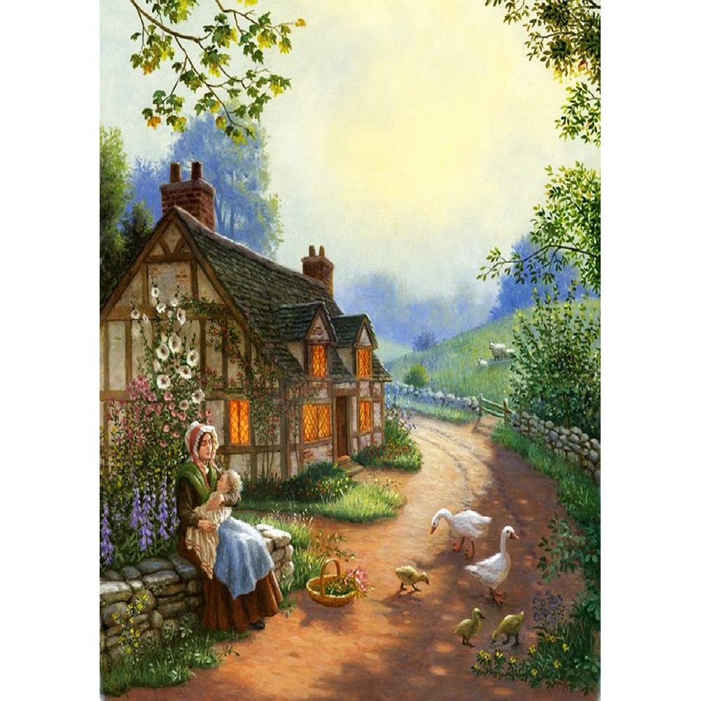 

30x40cm Round Drill Diamond Painting-Warm House, 501 Original