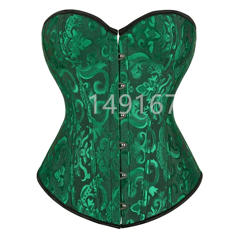 Corsets and Bustiers for Women Top Christmas Sexy Corselet Satin Overbust Brocade Vintage Plus Size Green Black White Red Cheap