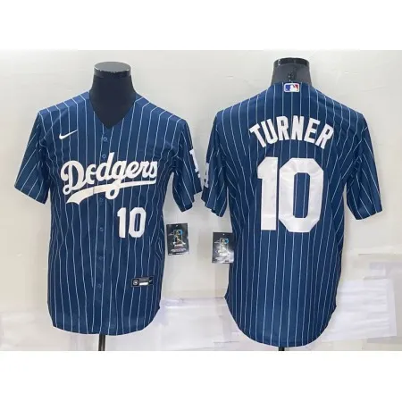 Men's Los Angeles Dodgers #10 Justin Turner Navy Cool Base Stitched Baseball Jersey DHFH
