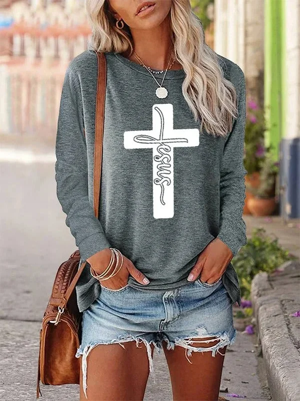 Easter Women's Cross Letter Print Top