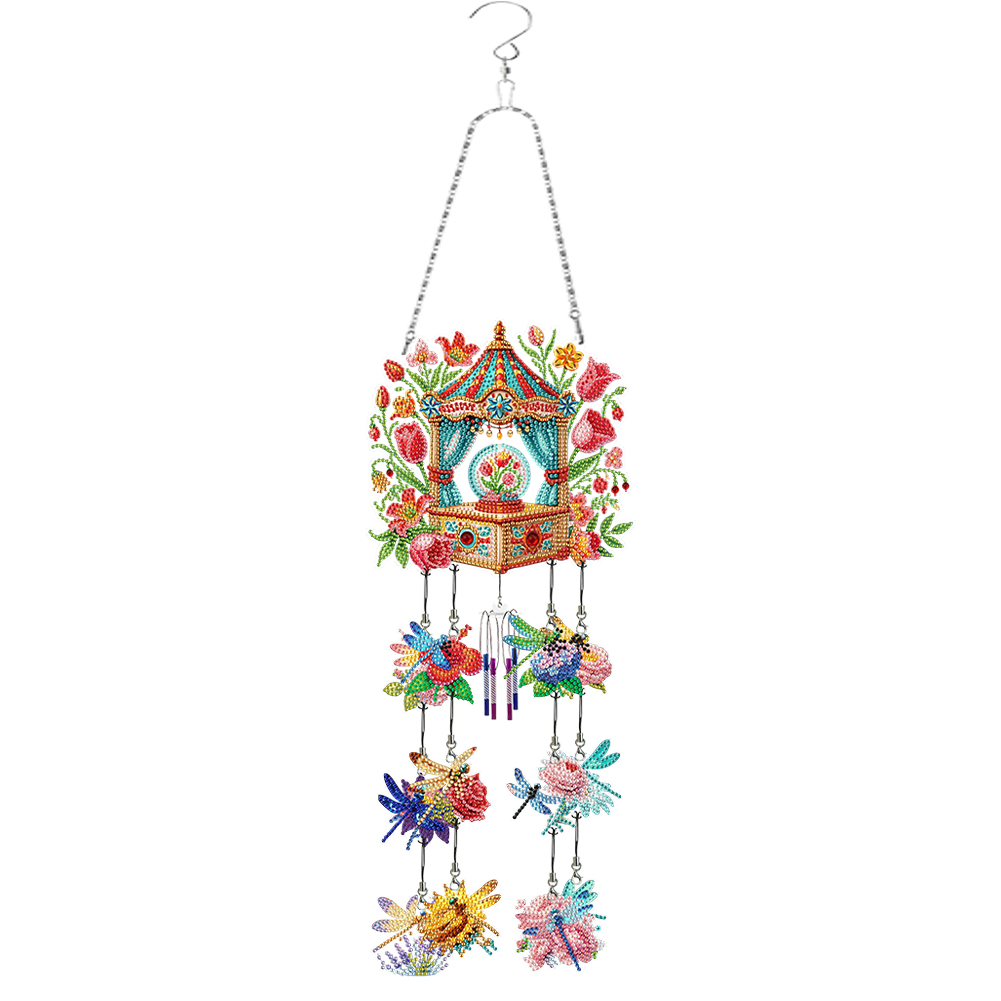 Flower Wind Chime Diamond Painting Hanging Pendant Crystal Hanging Wall Decor