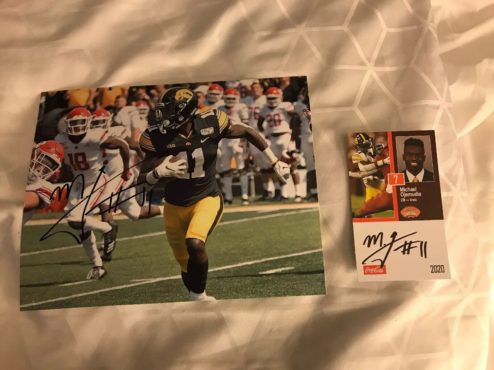 Michael Ojemudia Iowa signed autograph 8x10 football Photo Poster painting Senior Bowl Card