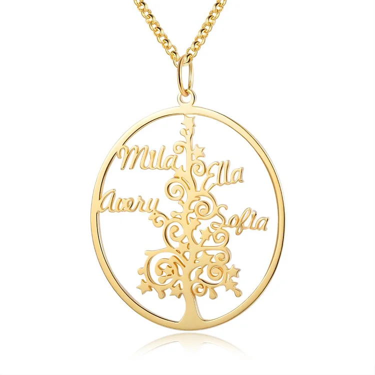 Christmas Tree Name Custom Necklace with 4 Names