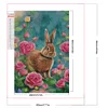 (40*60cm)Flowers Rabbit - Round AB Drill Diamond Painting