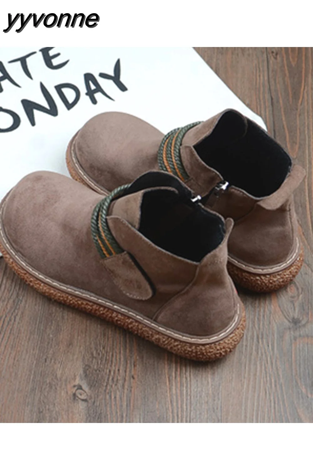 Yyvonne Women Boots British Wind Short Boots 2023 New Mori Literary Retro Thick Bottom Women's Ankle Boots Big Head Doll Shoes 217-1