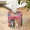(US Local)Kitten DIY Diamond Painting Handmade Tissue Holder Rhinestones Decor Tissue Box