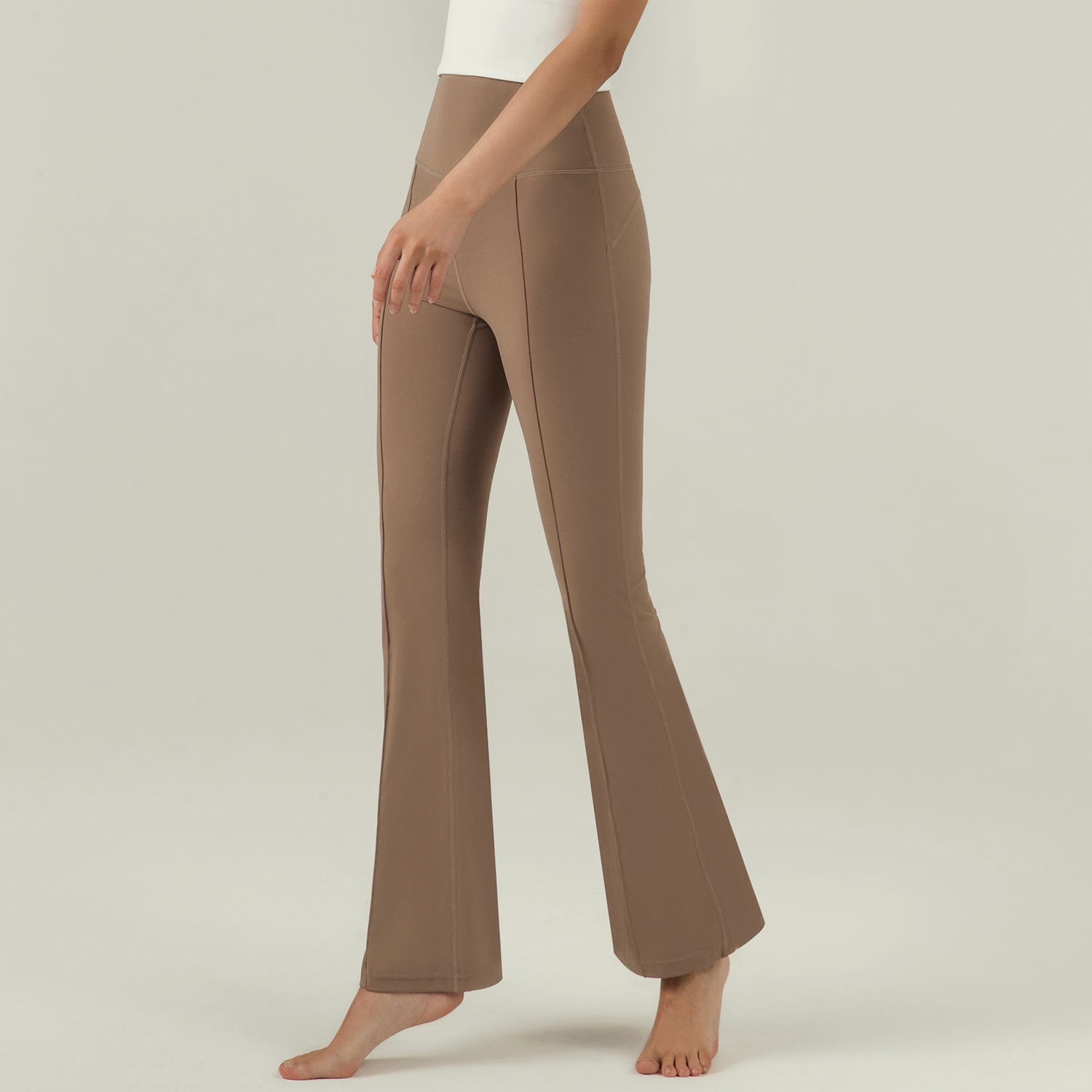 Buy high waist slim fit butt lifting casual petite flared yoga pants outfits of high quality on Hergymclothing Cocoa