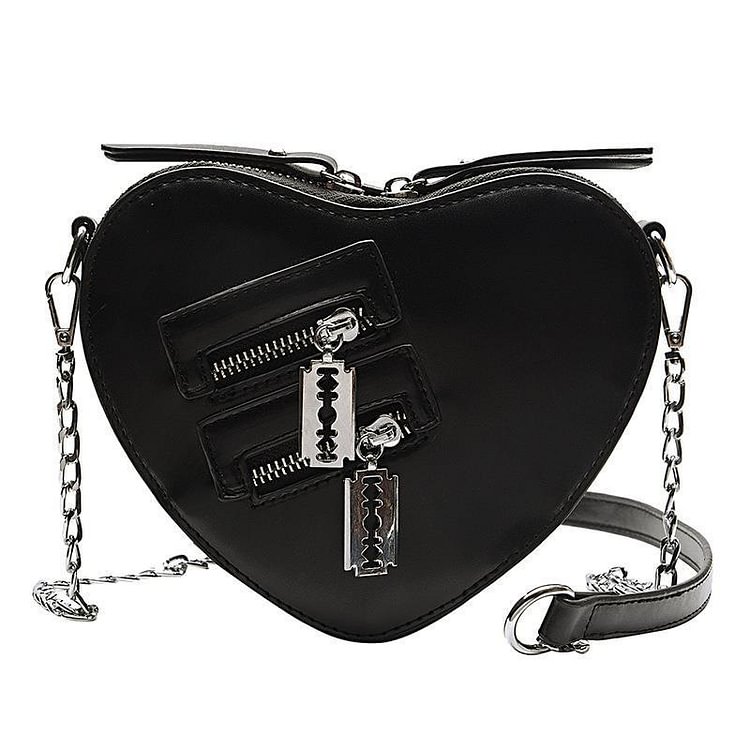 Zipper Decorated Heart Shaped PU Cross-body Bag